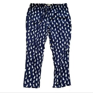J.Crew Mens Flannel Pajama Sleep Pant Navy White Dog Print XL